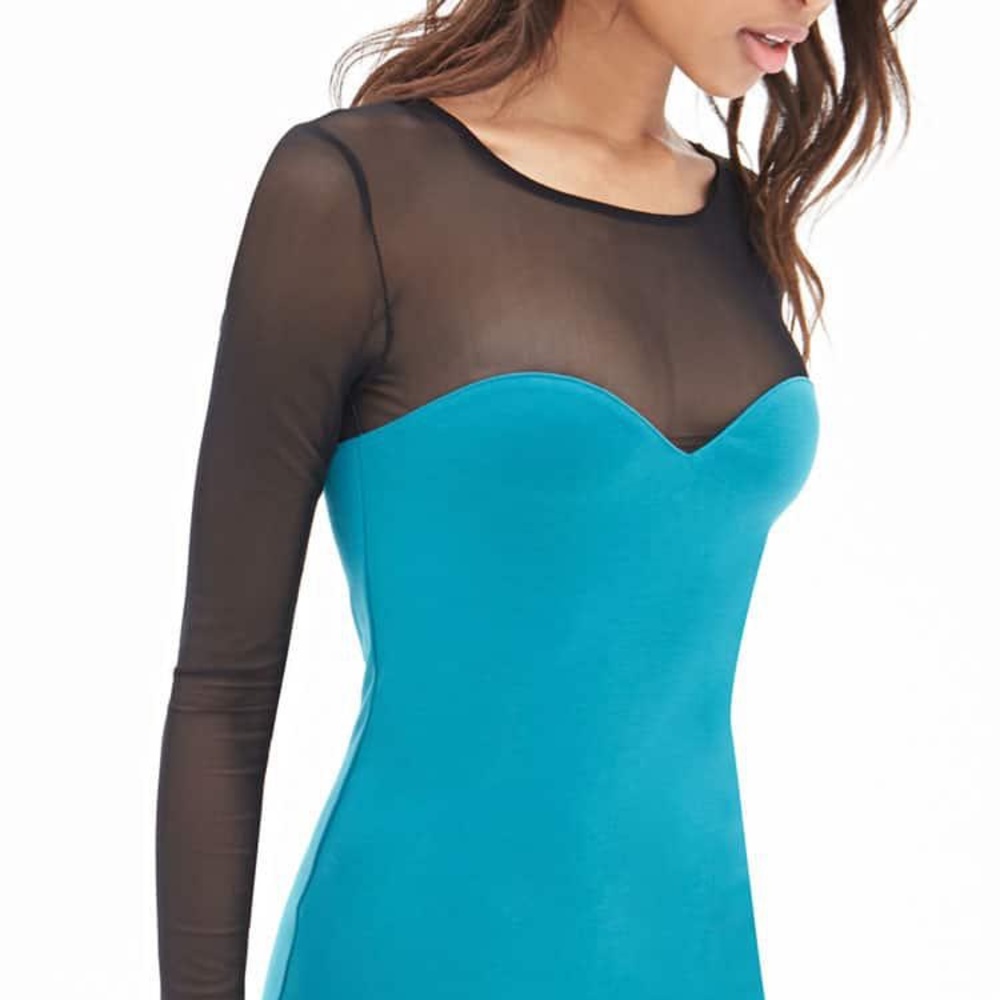 forever 21 blue bodycon dress | Dresses | Forever 2 Turquoise Mesh it moves with you sexy wedding dresses FLARED TAFFETA DRESS - Size:MENS UK 12/MENS US 13/EURO 46/CM 29.6